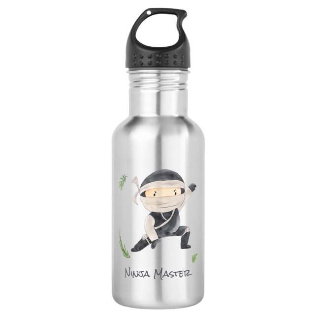 Bouteille D'eau Cute Ninja Warrior - Enfants Nom Personnalisé (Devant)