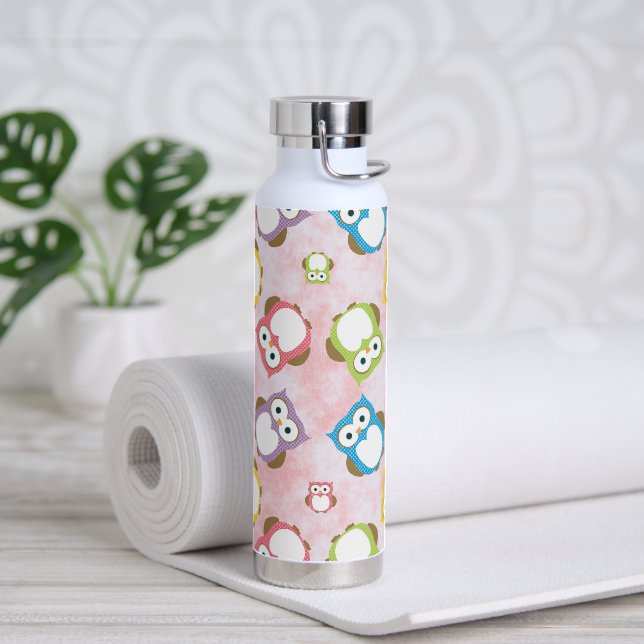 Bouteille D'eau Cute Owls, Owl Pattern, Colorful Owls, Baby Owls (Yoga)