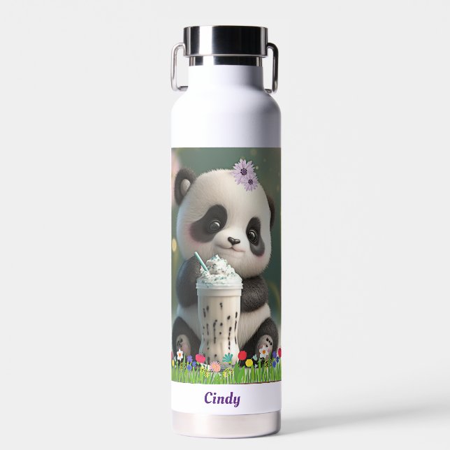 Bouteille D'eau Cute Panda boire du milk-shake Enfants personnalis (Avant)