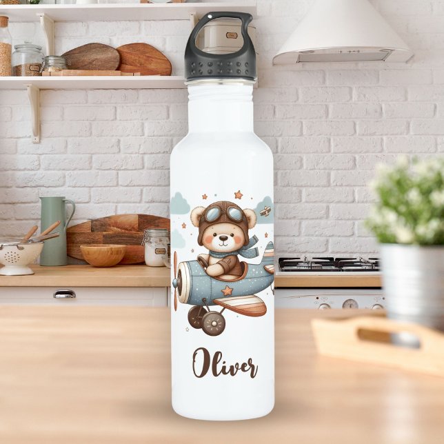 Bouteille D'eau Cute Pilot Teddy Bear Personnalisé (Créateur téléchargé)