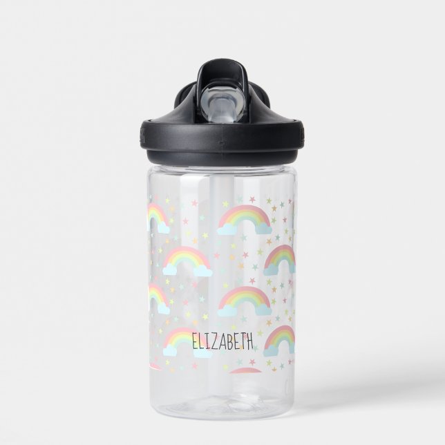 Bouteille D'eau Cute Rainbow Pastel Personnalisé Retour à l'école (Avant)