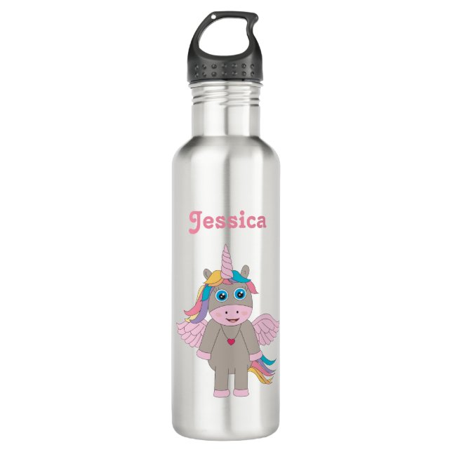 Bouteille D'eau Cute Rainbow Unicorn Design School (Devant)