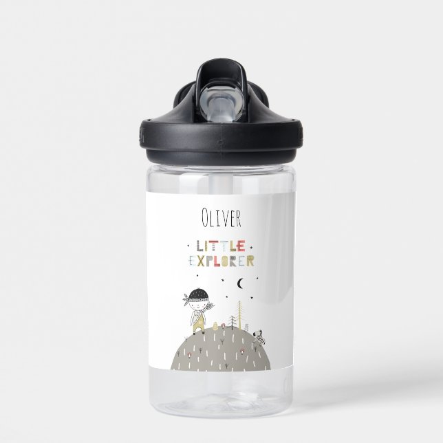 Bouteille D'eau Cute Scandinave Petit Explorer Personnalisé (Avant)