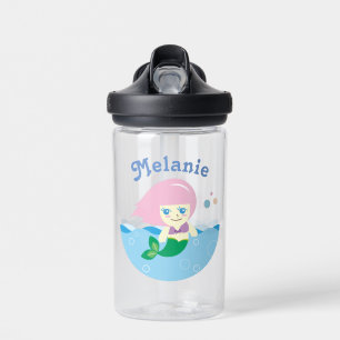 Bouteille D'eau Cute sirène avec cheveux roses Personnalisé