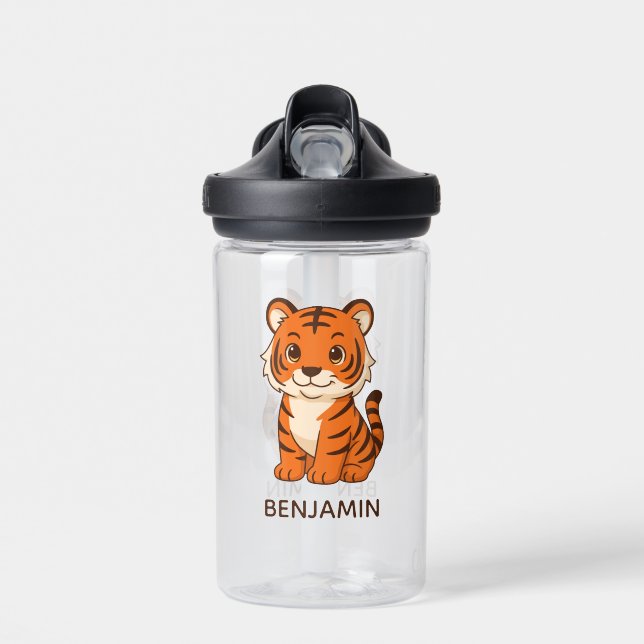 Bouteille D'eau Cute Tiger Cub Custom Name (Avant)