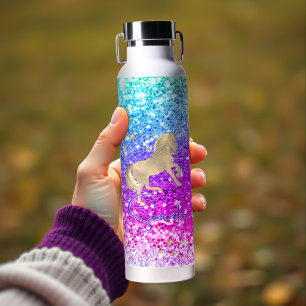 Bouteille D'eau Cute unicorn rose Parties scintillant arc-en-ciel