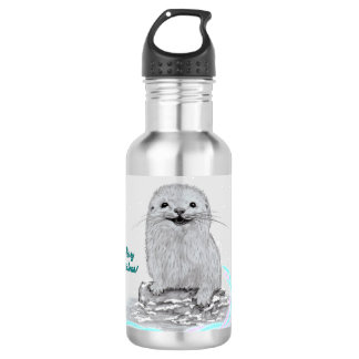 Bouteille D'eau Cute White Baby Sea Otter , Merry Christmas