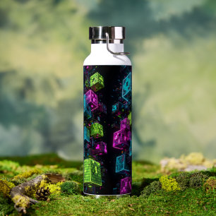 Bouteille D'eau Cyan Magenta Lime Cyberpunk   Extrêmement 3D