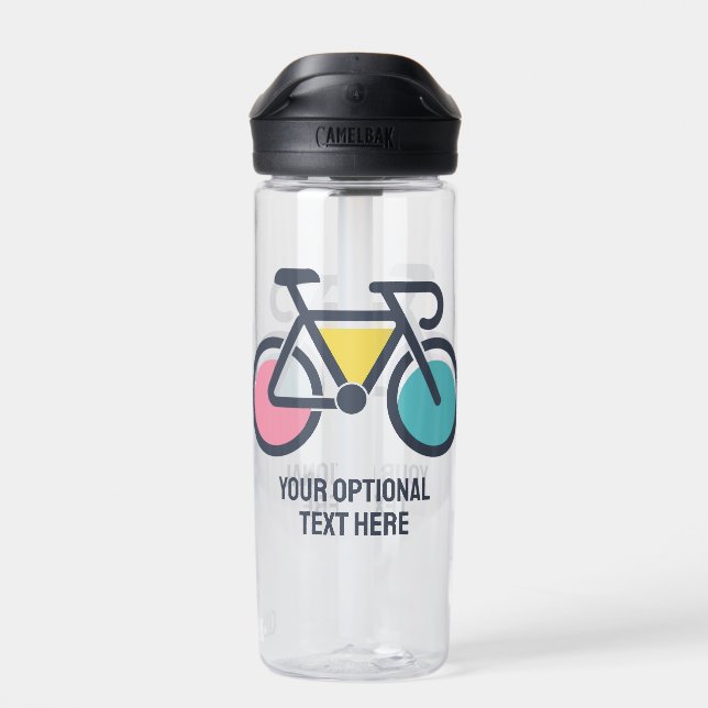 Bouteille D'eau Cyclisme de texte personnalisé (Arrière)