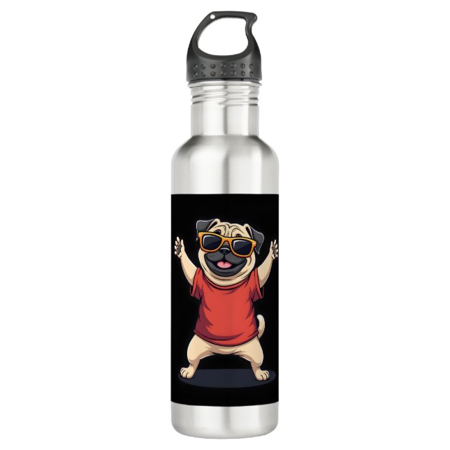 Bouteille D'eau Dabbing Dabbing Dab Carlin Chien Animaux Danse Ani (Devant)