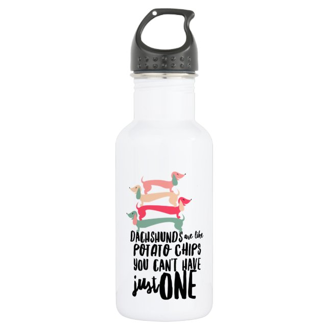 Bouteille d'eau Dachshund Love (18 oz), Blanc (Devant)