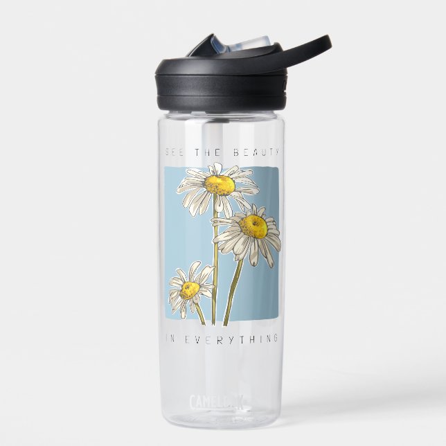 Bouteille D'eau Daisy Flowers Beauté Slogan (Gauche)
