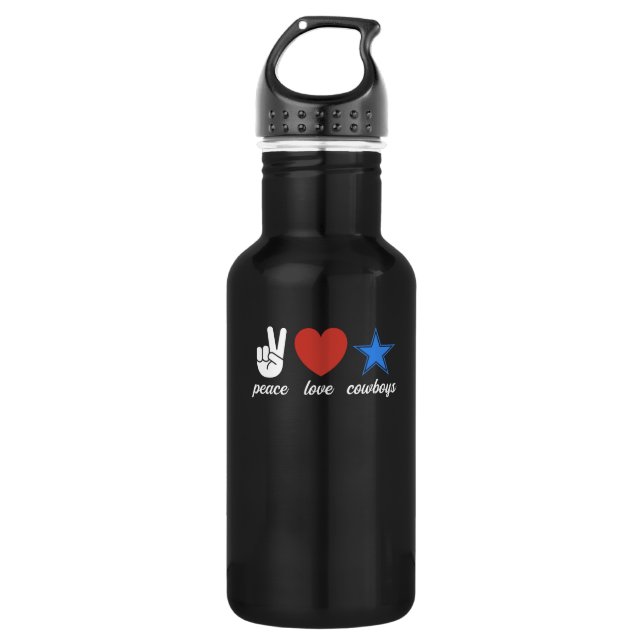 Bouteille D'eau Dallas Peace Love Cowboys Design pour être fier (Devant)