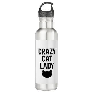 Bouteille D'eau Dame de chat fou - Drôle cadeau Amoureux des chats