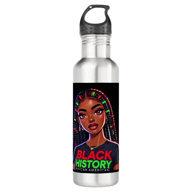 Bouteille D'eau Dame d'histoire noire (Devant)