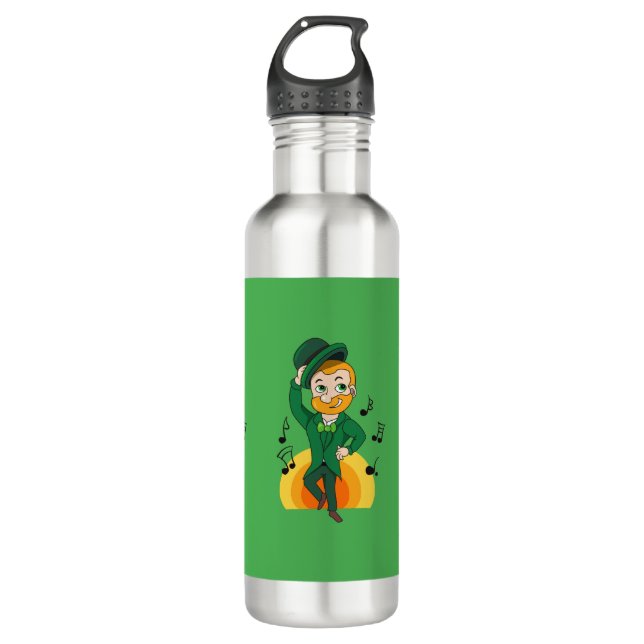 Bouteille D'eau Dancing leprechaun, dessin animé de la Saint Patri (Devant)