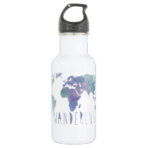Bouteille d'eau d'aquarelle d'envie de voyager