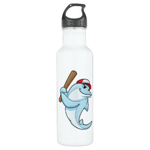 Bouteille D'eau Dauphin au baseball en tant que batteur