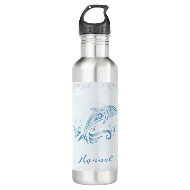 Bouteille D'eau Dauphin bleu personnalisé (Devant)