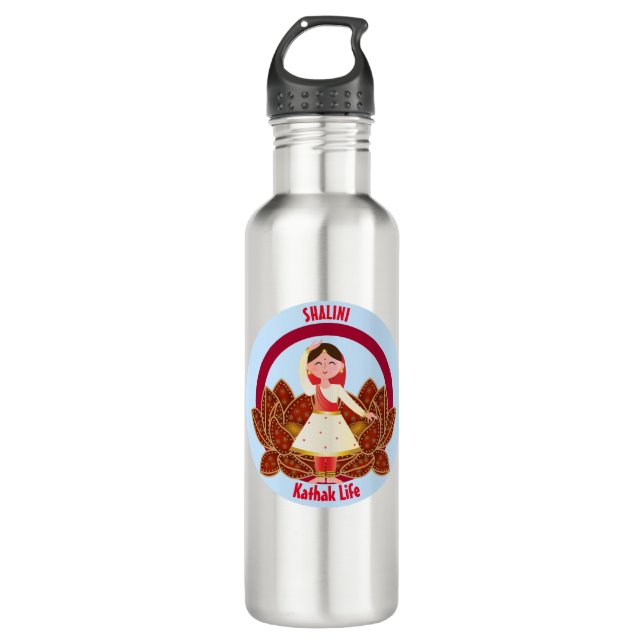 Bouteille d'eau de danse Kathak avec nom (Devant)