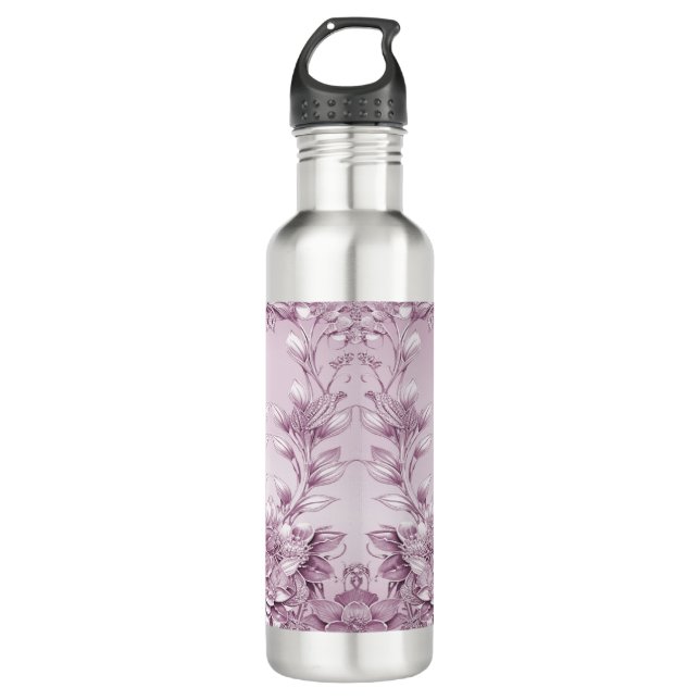 Bouteille d'eau de feuillage rose (Devant)