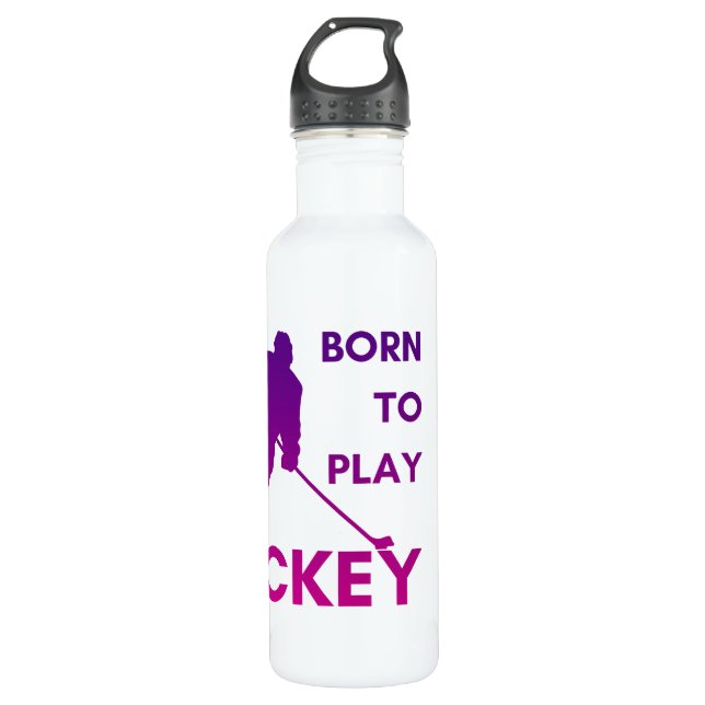 Bouteille d'eau de hockey sur glace violet naissan (Devant)