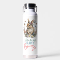 Bouteille d'eau de lapin floral