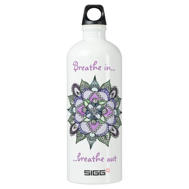 Bouteille d'eau de mandala d'aquarelle (Devant)