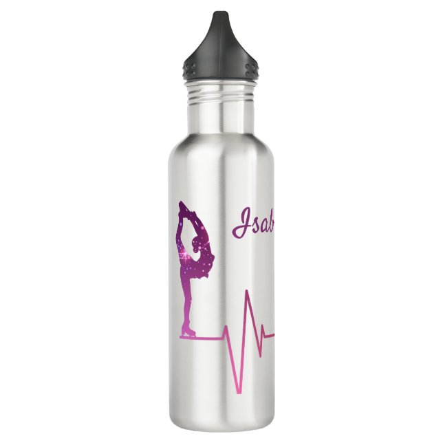 Bouteille d'eau de patin à glace pulvérisée rose a (Gauche)