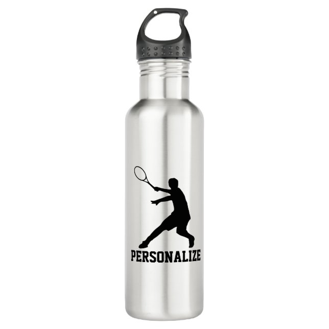 Bouteille d'eau de tennis avec le nom personnalisé (Devant)