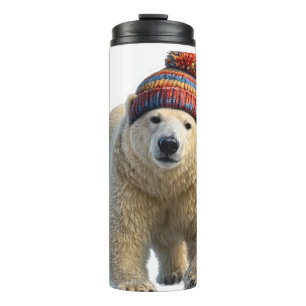 Bouteille d'eau de voyage ours polaire et chapeau 