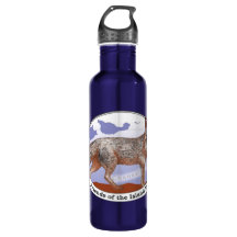 Deep Blue Island Fox Logo Steel Water Bottle 24 oz