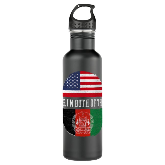Bouteille D'eau Demi-Américaine moitié Afghane USA Drapeau Afghani (Devant)
