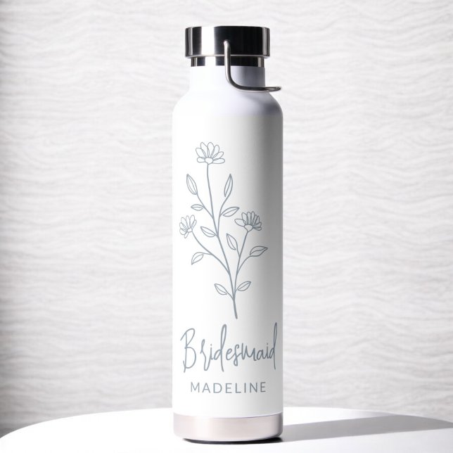 Bouteille D'eau Demoiselle d'honneur bleu poussiéreux Nom floral e (Créateur téléchargé)
