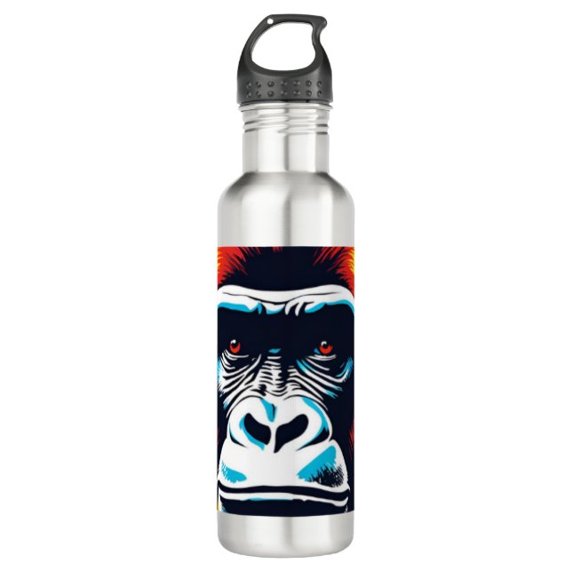 Bouteille D'eau Dessin de dessin de peinture Gorilla Pop (Devant)