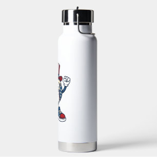 Bouteille D'eau Dessin de mascot de baseball patriotique gravure v