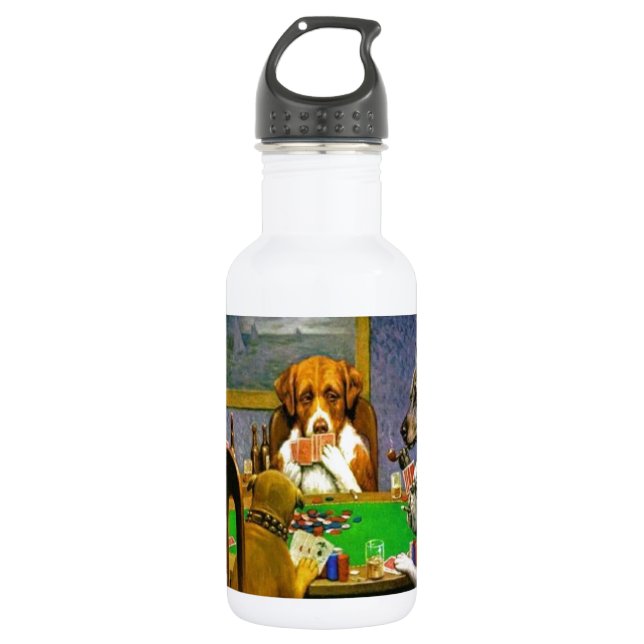 Bouteille D'eau Destin d'humour de cartes de tisonnier d'animaux (Devant)
