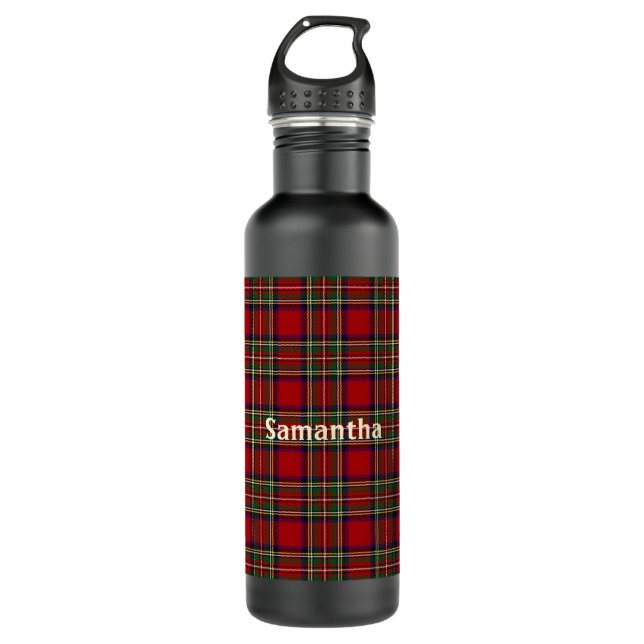 Bouteille d'eau Diagonal Red Plaid Design (Devant)