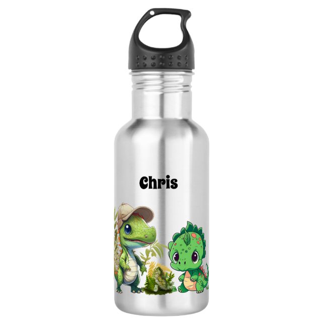 Bouteille D'eau Dinosaur Motif Enfants Nom personnalisé (Devant)