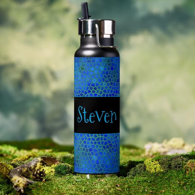 Bouteille D'eau Dinosaure Bleu Personnalisé Caché (Couvercle)
