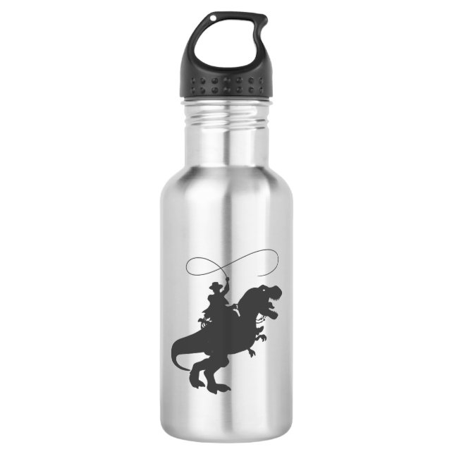 Bouteille D'eau Dinosaure de cow-boy à l'époque préhistorique (Devant)