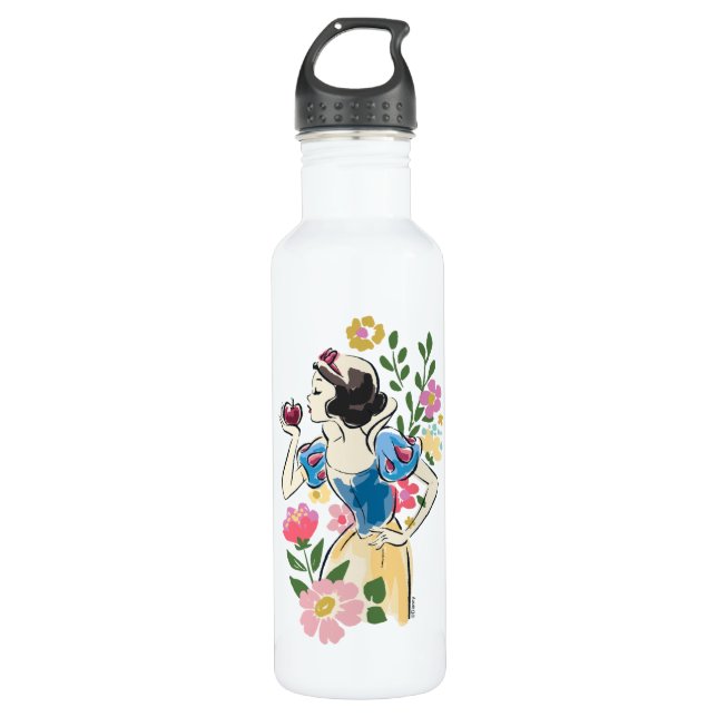 Bouteille D'eau Disney | Belle neige blanche florale graphique (Devant)