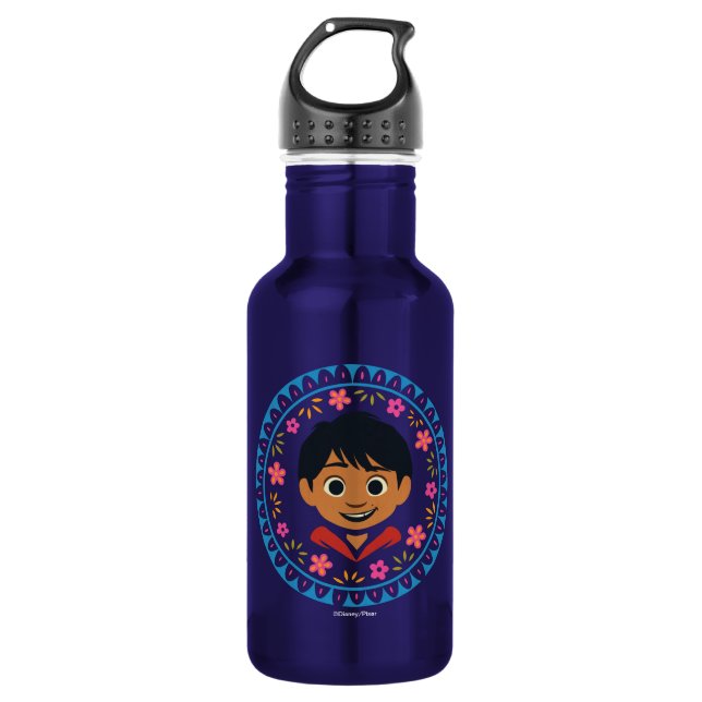 Bouteille D'eau Disney Pixar Coco| Miguel| Graphique floral (Devant)