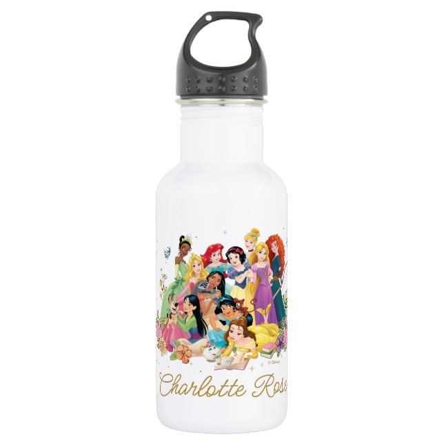 Bouteille D'eau Disney Princess Floral personnalisé (Devant)