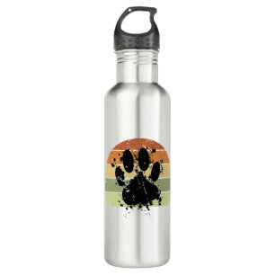 Bouteille D'eau Distresse Paint Spatter Dog Empreinte de patte Ret