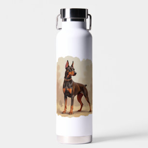 Bouteille D'eau Dobermann Pinscher Chien Brun Rouille Rouge