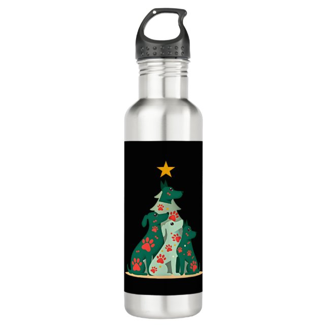 Bouteille D'eau Dog Christmas Tree Shirt - Dog Christmas (3) (Devant)