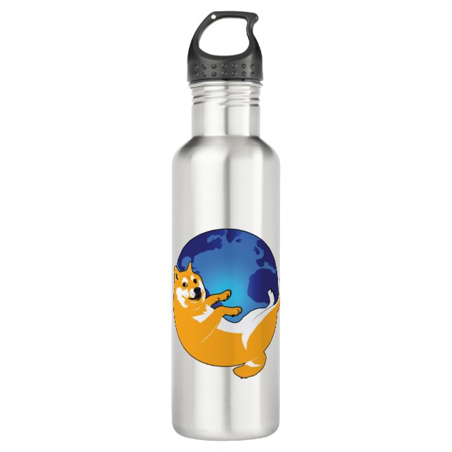 Bouteille D'eau Doge pêchant Firefox Meme drôle (Devant)