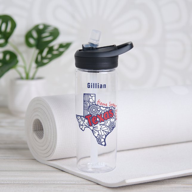 Bouteille D'eau Doodles floraux du Texas Personnalisés (Yoga)