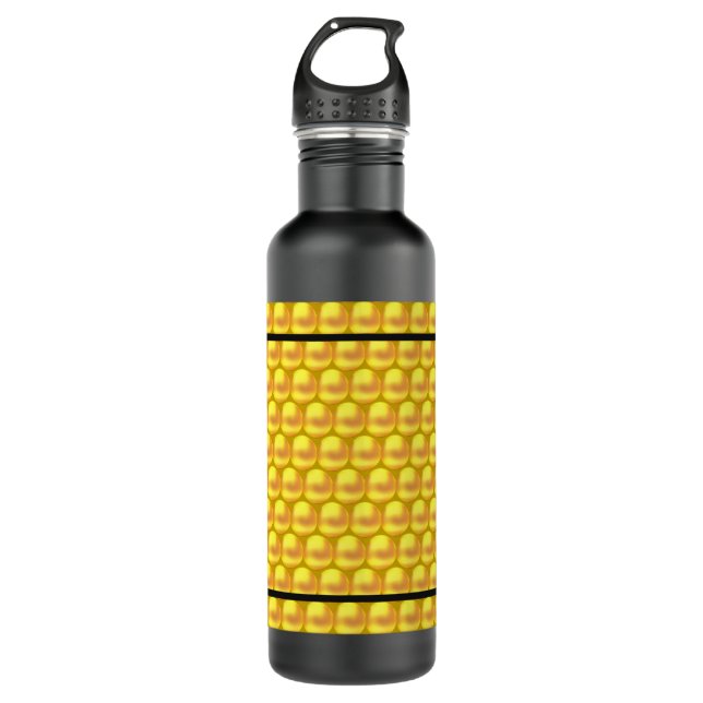 Bouteille D'eau Dots Or Élégants Modernes & Bandes Noires (Devant)